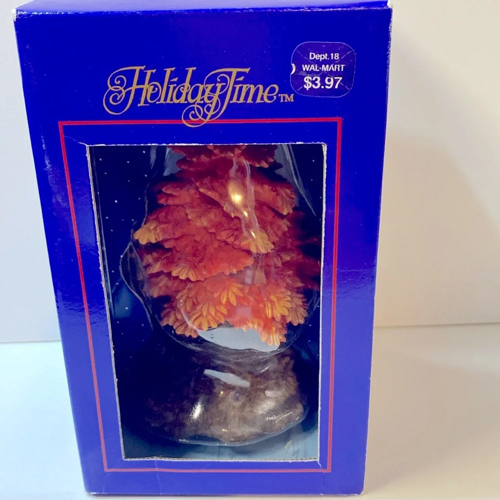 NIB Vintage Hand Painted Holiday Time Red Orange Maple Tree Home